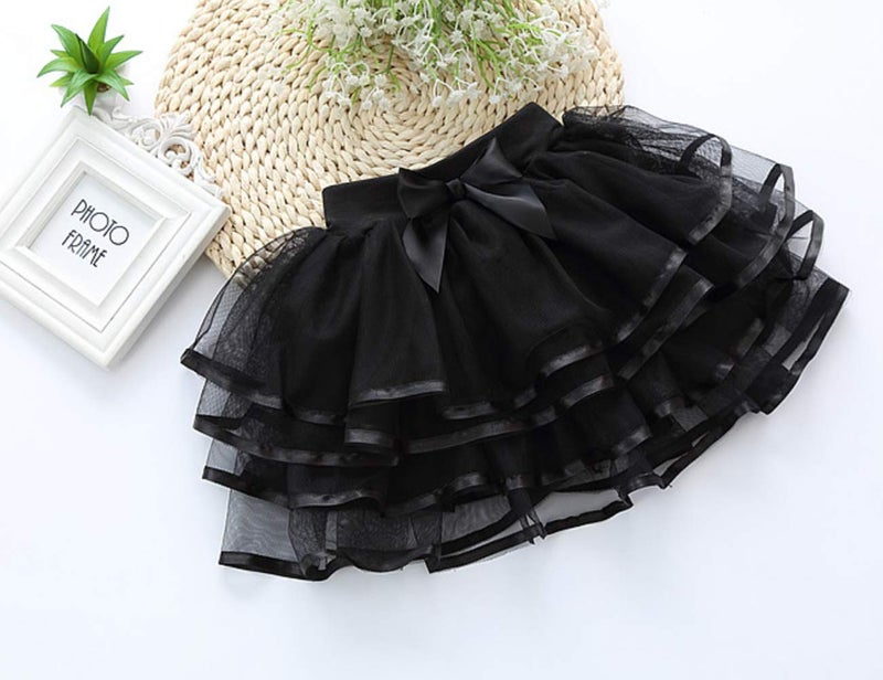 BGFKS 4 Layered Tulle Tutu Skirt for Girls with Matching Hairbow,Girl Ballet Tutu Skirt (Black, 4-5 Years) - Image 5